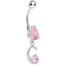 将图片加载到图库查看器，Pink Gem Teardrop Curlicue Dangle Belly Ring
