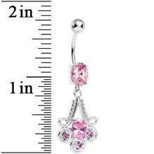 将图片加载到图库查看器，Pink Gem Nottingham Lace Chandelier Dangle Belly Ring
