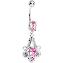 将图片加载到图库查看器，Pink Gem Nottingham Lace Chandelier Dangle Belly Ring
