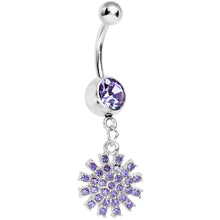 将图片加载到图库查看器，Purple Gem Summertime Sunburst Dangle Belly Ring
