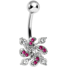 Load image into Gallery viewer, Clear and Pink Gem Whirling Spiral Belly Ring

