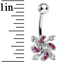 Load image into Gallery viewer, Clear and Pink Gem Whirling Spiral Belly Ring
