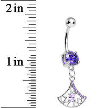 Load image into Gallery viewer, Tanzanite Purple Gem Inverse Filigree Fan Dangle Belly Ring
