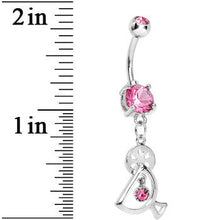 将图片加载到图库查看器，Double Pink Gem Fruity Drink Dangle Belly Ring
