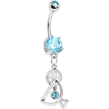 将图片加载到图库查看器，Double Aqua Gem Fruity Drink Dangle Belly Ring
