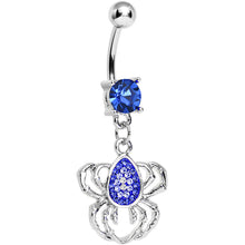 Load image into Gallery viewer, Blue Gem Sinful Spider Dangle Belly Ring
