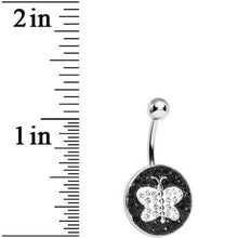 将图片加载到图库查看器，Black and Clear Paved Gem Butterfly Belly Ring
