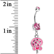 将图片加载到图库查看器，Double Pink Gem Swirling Lollipop Dangle Belly Ring
