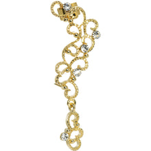 Load image into Gallery viewer, 18K Gold Plated Clear Gem Hidden Hearts Dangling Wrap Ear Cuff
