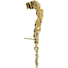 Load image into Gallery viewer, 18K Gold Plated Clear Gem Hidden Hearts Dangling Wrap Ear Cuff
