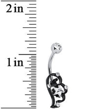 将图片加载到图库查看器，Clear Gem Star Over Black Puffy Wing Belly Ring
