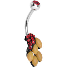 Load image into Gallery viewer, Orange Gem and Fruit on the Vine Belly Ring
