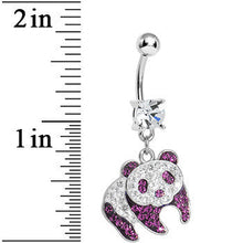 将图片加载到图库查看器，Clear Gem Pink Precious Panda Bear Dangle Belly Ring
