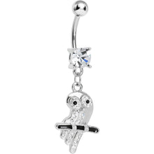 将图片加载到图库查看器，Clear Gem Oddly Adorable Owl Dangle Belly Ring
