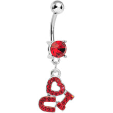 Load image into Gallery viewer, Red Gem I Heart U Dangle Dangle Belly Ring
