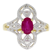 将图片加载到图库查看器，1.05ct Ruby Diamond Ring 10KT Yellow Gold
