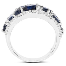 将图片加载到图库查看器，3.61 Carat Genuine Blue Sapphire and White Zircon .925 Sterling Silver Ring
