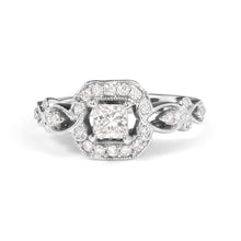Load image into Gallery viewer, 14K White Gold Diamond 3/4 Cttw Diamond Halo Style and Woven Shank Engagement Ring (G-H Color, VS2-SI1 Clarity) - Size 7
