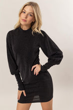 将图片加载到图库查看器，Glitter Mock Neck Long Sleeve Mini Dress – Sparkling Mock Neck Dress, Elegant, Flattering, Glitter Knit Dress, Elegant Mini Dress, Long Sleeve Party Dress, Statement Evening Dress
