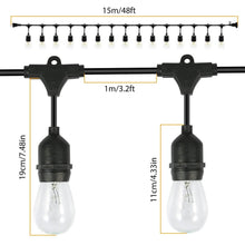 将图片加载到图库查看器，48ft Outdoor String Light Waterproof Patio String Lights Bulbs
