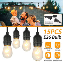 将图片加载到图库查看器，48ft Outdoor String Light Waterproof Patio String Lights Bulbs
