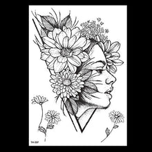 Load image into Gallery viewer, 49 Sheets Waterproof Temporary Black Sketches Flowers Tattoo Stickers Flower Rose Tattoos For Women Adults
