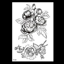 Load image into Gallery viewer, 49 Sheets Waterproof Temporary Black Sketches Flowers Tattoo Stickers Flower Rose Tattoos For Women Adults
