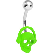 将图片加载到图库查看器，Green Neon Rocking Out Skull Belly Ring
