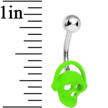 将图片加载到图库查看器，Green Neon Rocking Out Skull Belly Ring

