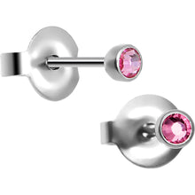 将图片加载到图库查看器，3mm Pink Crystal Titanium Stud Earrings
