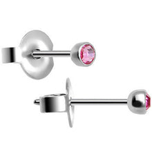 将图片加载到图库查看器，3mm Pink Crystal Titanium Stud Earrings
