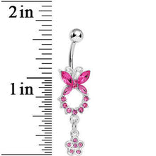将图片加载到图库查看器，Pink Gem Hollow Eternity Butterfly Dangle Belly Ring
