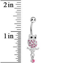 Load image into Gallery viewer, Lower Mount Paved Pink Gem Owl Belly Ring
