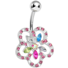 Load image into Gallery viewer, Lower Mount Multi Gem Hollow Flower Belly Ring
