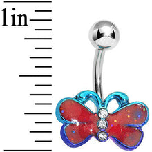将图片加载到图库查看器，Lower Mount Red and Blue Cute Butterfly Belly Ring
