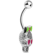 Load image into Gallery viewer, Lower Mount Cute Metal Pink Heart Sugar Skull Belly Ring
