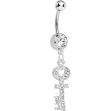 Load image into Gallery viewer, Clear Gem Key to God's Love Dangle Belly Ring

