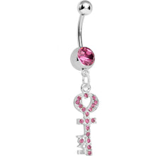 将图片加载到图库查看器，Pink Gem Key to God's Love Dangle Belly Ring
