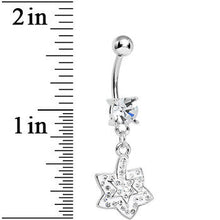Load image into Gallery viewer, Crystalline Gem Paved Layered Star Dangle Belly Ring
