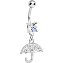 Load image into Gallery viewer, Crystalline Gem Paved April Showers Umbrella Dangle Belly Ring
