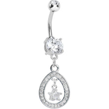 将图片加载到图库查看器，Crystalline Paved Hollow Raindrop and Gem Star Dangle Belly Ring
