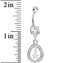 将图片加载到图库查看器，Crystalline Paved Hollow Raindrop and Gem Star Dangle Belly Ring
