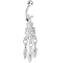 Load image into Gallery viewer, Crystalline Gem Leafy Flower Dangle Belly Ring
