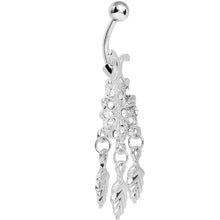 Load image into Gallery viewer, Crystalline Gem Leafy Flower Dangle Belly Ring
