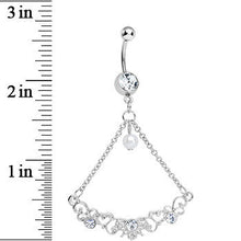Load image into Gallery viewer, Crystalline Gem Faux Pearl Fanciful Scrolls Chandelier Belly Ring
