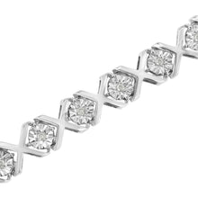 将图片加载到图库查看器，.925 Sterling Silver 1/4 Cttw Miracle Set Diamond "X" Link Bracelet (I-J Color, I3 Clarity) - 7.25"
