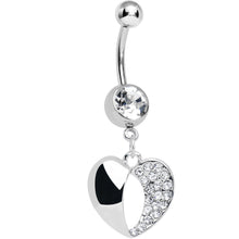 Load image into Gallery viewer, Crystalline Gem Paved Reflective Heart Dangle Belly Ring
