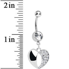 Load image into Gallery viewer, Crystalline Gem Paved Reflective Heart Dangle Belly Ring
