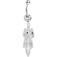 将图片加载到图库查看器，Crystalline Gem Pensive Owl Dangle Belly Ring
