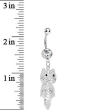 将图片加载到图库查看器，Crystalline Gem Pensive Owl Dangle Belly Ring
